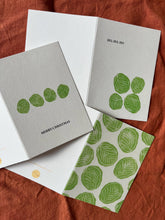 Load image into Gallery viewer, A trio of card printed with green brussels sprouts on the front