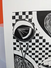 Load image into Gallery viewer, A close up of a black and white cocktail print