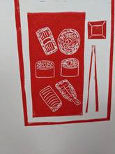 Load image into Gallery viewer, A close up of a red sushi print