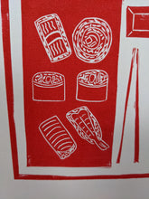 Load image into Gallery viewer, A close up of a red sushi print