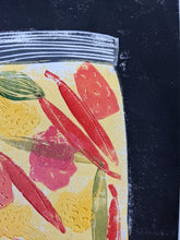 Load image into Gallery viewer, Close up on colourful pickles print