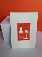 Load image into Gallery viewer, Orange wine print on an orange background