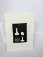 Load image into Gallery viewer, Black white wine print on a white background