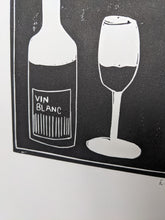 Load image into Gallery viewer, A close up of a black white wine print