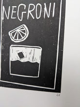 Load image into Gallery viewer, Close up of a black negroni cocktail print