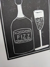 Load image into Gallery viewer, Close up of a black and white fizz print