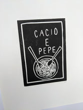 Load image into Gallery viewer, Close up of black cacio e pepe pasta print