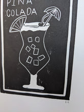 Load image into Gallery viewer, Close up of a black and white pina colada print