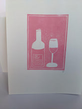 Load image into Gallery viewer, Pink rose wine print on a white background
