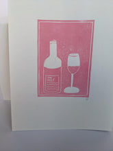 Load image into Gallery viewer, Pink rose wine print on a white background
