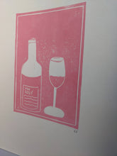 Load image into Gallery viewer, Pink rose wine print on a white background