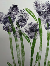 Load image into Gallery viewer, A white print with purple sprouting broccoli printed onto it