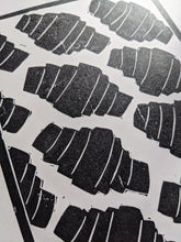 Load image into Gallery viewer, Close up of black and white croissant print