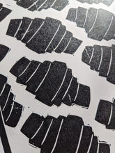 Load image into Gallery viewer, Close up of black and white croissant print