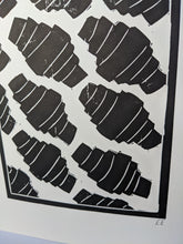 Load image into Gallery viewer, Close up of black and white croissant print
