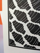 Load image into Gallery viewer, Close up of black and white croissant print