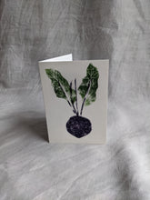 Load image into Gallery viewer, A white card printed with a purple beetroot and two green leaves
