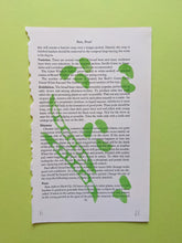 Load image into Gallery viewer, A green broad bean printed onto old book paper
