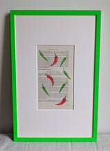 Load image into Gallery viewer, A chilli pepper print in a slim green frame
