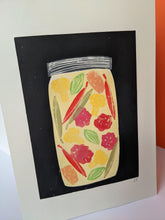 Load image into Gallery viewer, Pickles, ferments and funky veg lino print