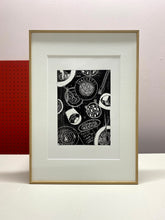 Load image into Gallery viewer, Black and white pasta print framed
