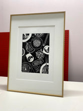 Load image into Gallery viewer, Black and white pasta print framed
