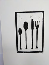 Load image into Gallery viewer, Close up of black cutlery print
