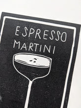 Load image into Gallery viewer, Close up of black and white espresso martini print
