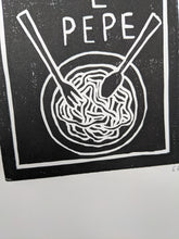 Load image into Gallery viewer, Close up of black cacio e pepe pasta print

