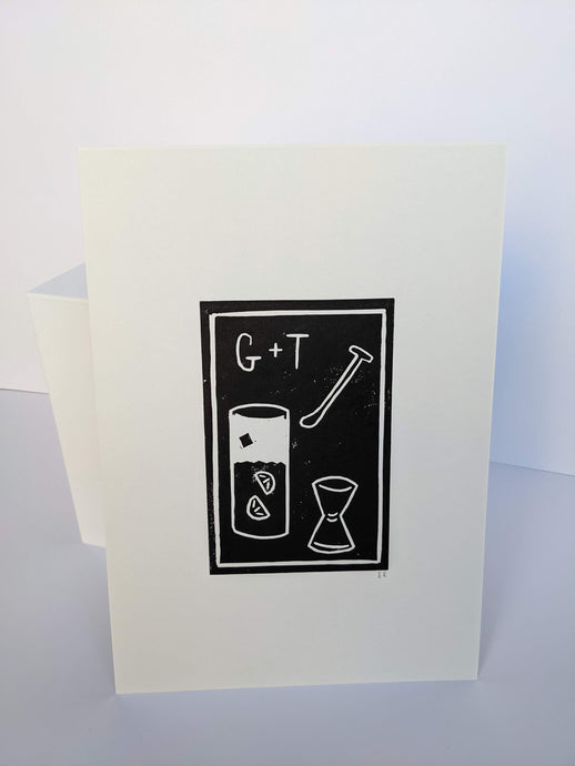 A gin and tonic print on a white background