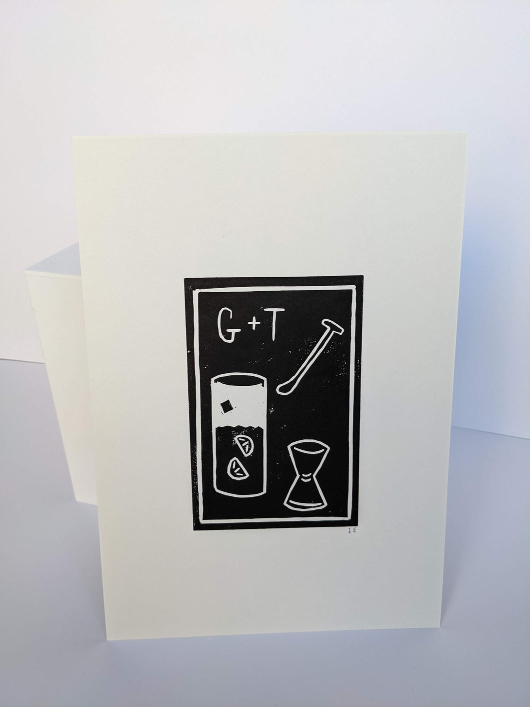 A gin and tonic print on a white background