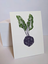 Load image into Gallery viewer, A purple beetroot print with green leaves

