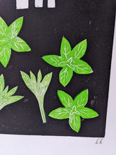 Load image into Gallery viewer, A close up of a print featuring green basil and sage

